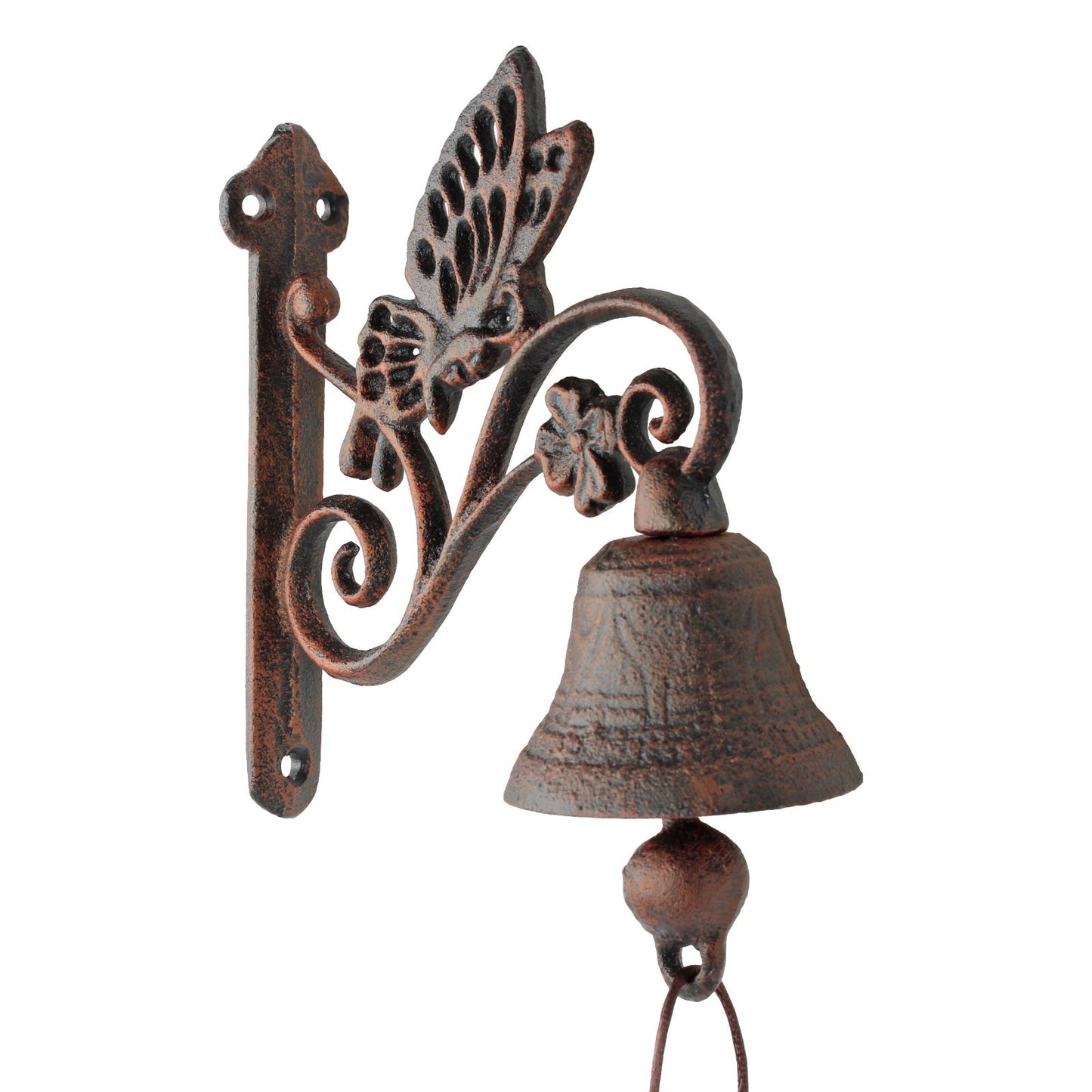 Cast Iron Butterfly Dinner Bell Rustic Antique Copper Finish Scroll Accents