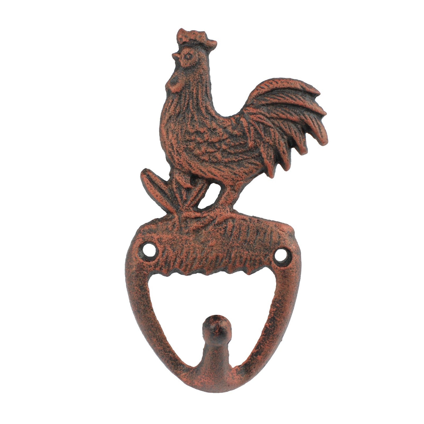 Rooster Wall Hook Cast Iron Key Towel Coat Purse Leash Hanger Rustic Copper 6 in