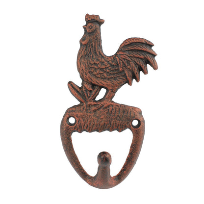 Rooster Wall Hook Cast Iron Key Towel Coat Purse Leash Hanger Rustic Copper 6 in