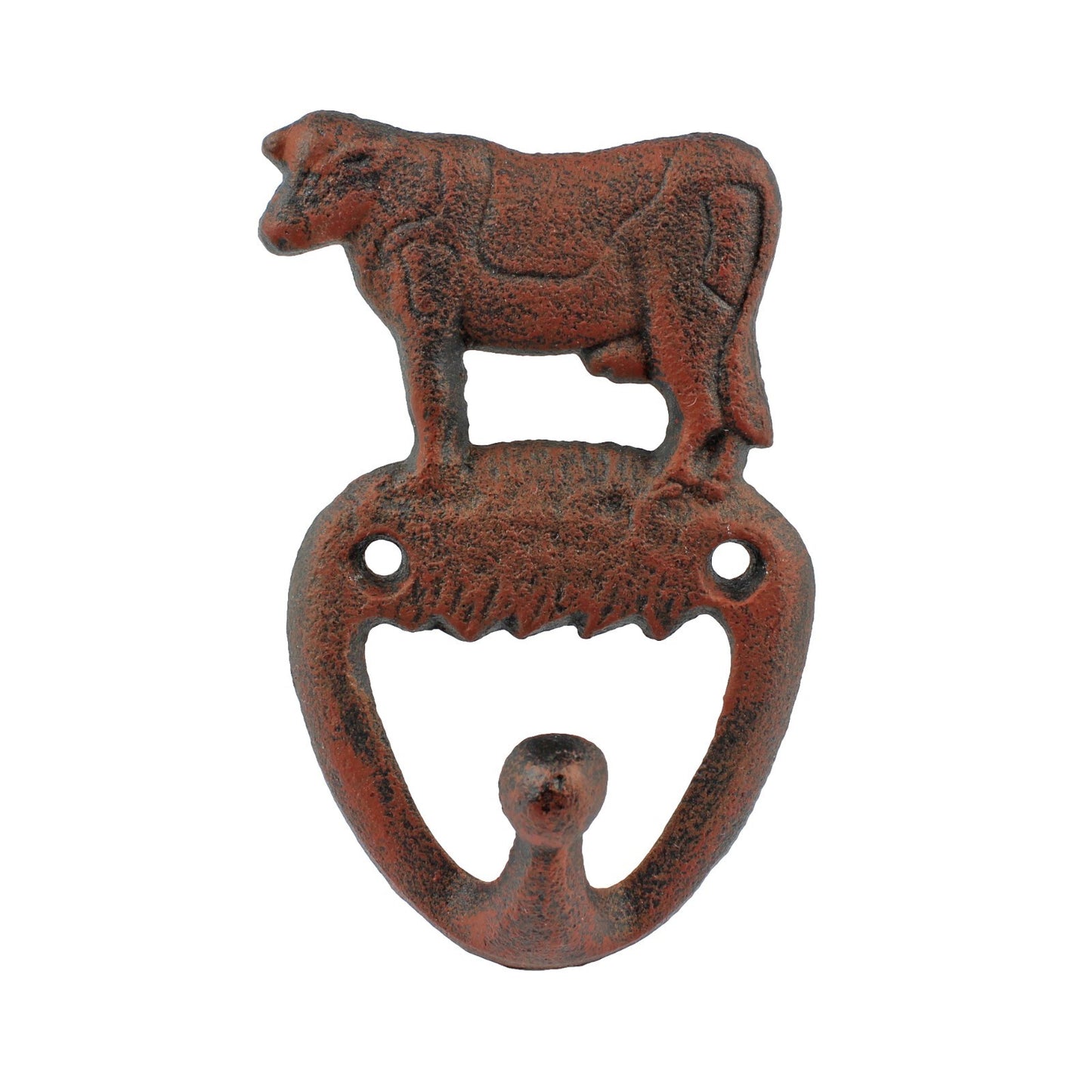 Cow Wall Hook Cast Iron Key Towel Coat Purse Leash Hanger Rustic Copper 4 3/4 in
