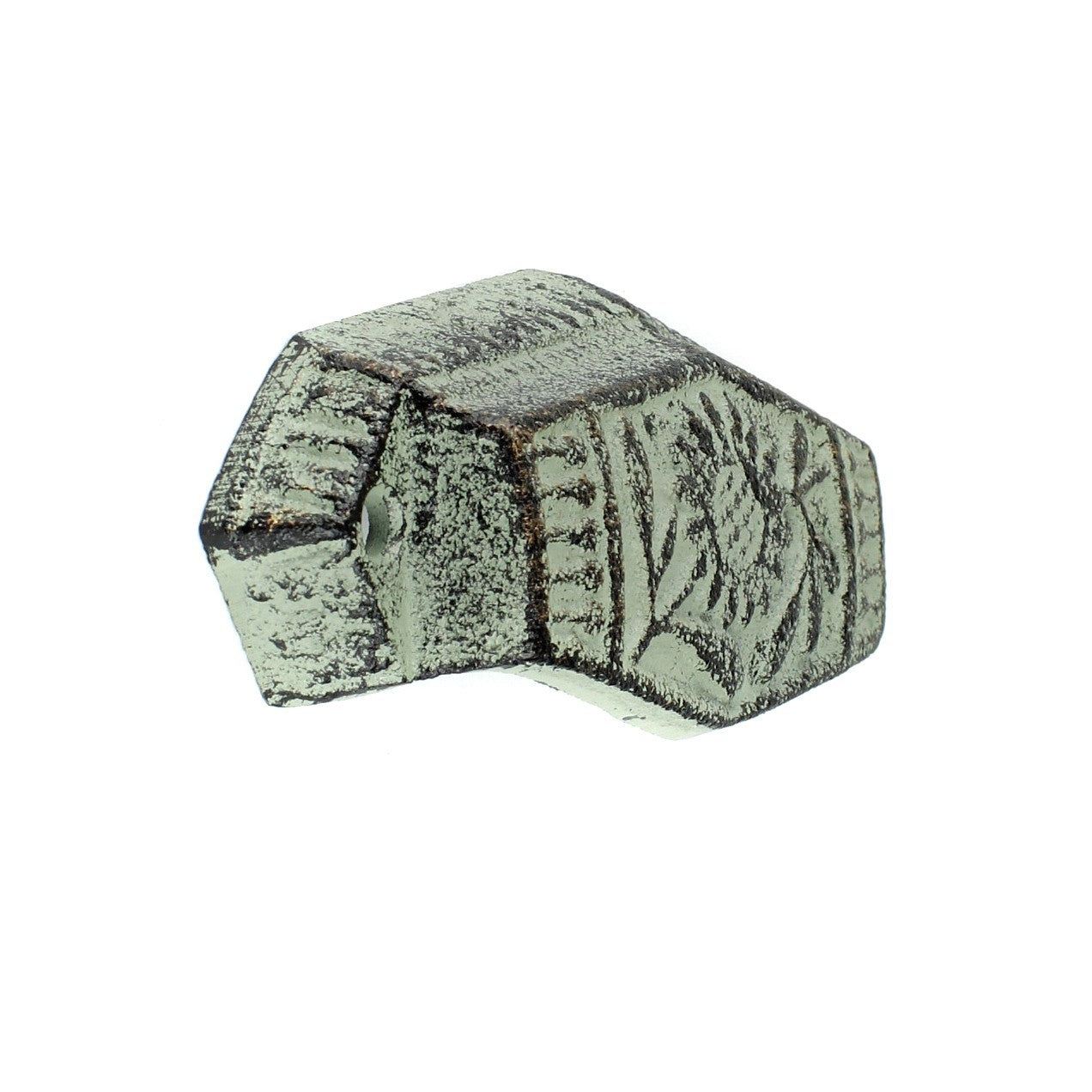 4 Floral Art Deco Cabinet Drawer Cup Pulls Cast Iron Antique Green & Gold 4 in