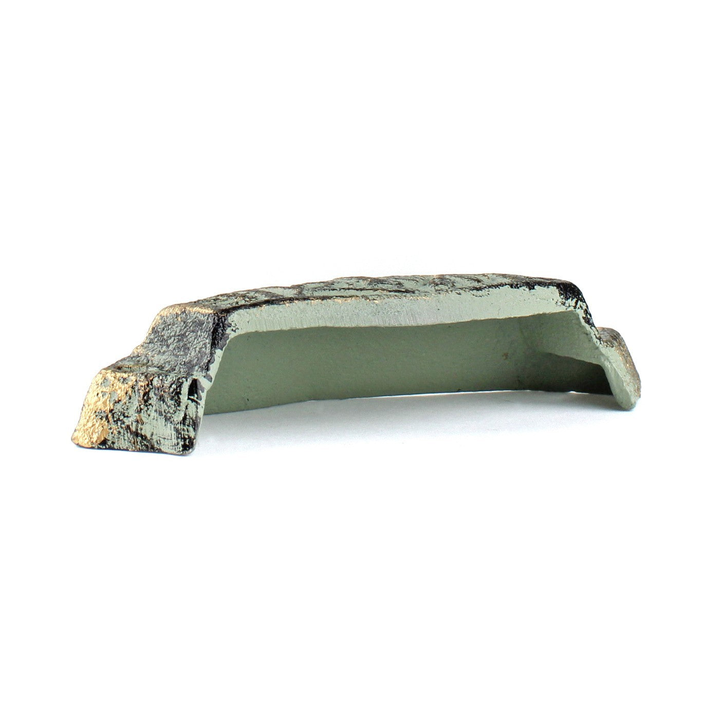 4 Floral Art Deco Cabinet Drawer Cup Pulls Cast Iron Antique Green & Gold 4 in