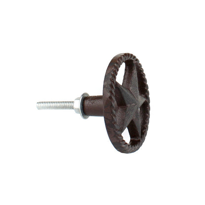 6 Western Star Rope Border Cabinet Drawer Knob Pulls Rustic Brown 2 in Diameter