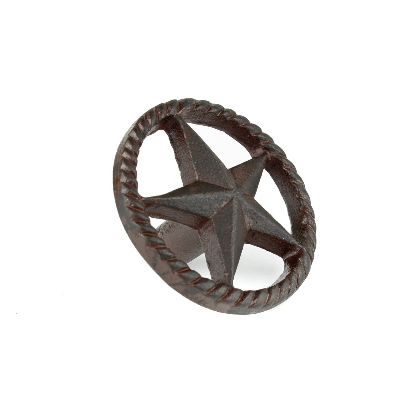 6 Western Star Rope Border Cabinet Drawer Knob Pulls Rustic Brown 2 in Diameter