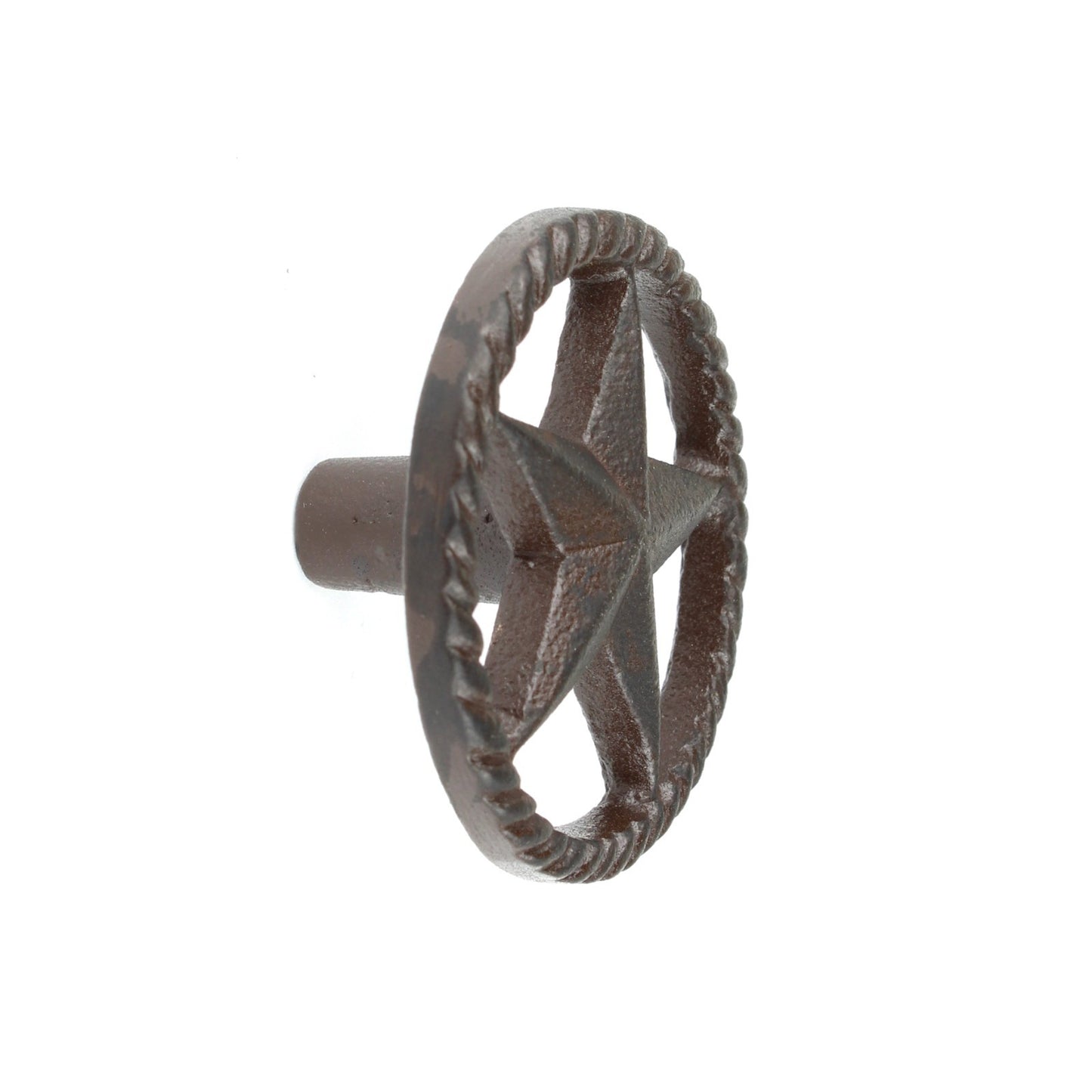 6 Western Star Rope Border Cabinet Drawer Knob Pulls Rustic Brown 2 in Diameter