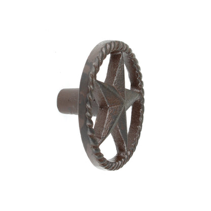 6 Western Star Rope Border Cabinet Drawer Knob Pulls Rustic Brown 2 in Diameter