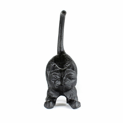 Black Cast Iron Playful Cat Figurine Heavy-Duty Antique Style Decor & Bookend