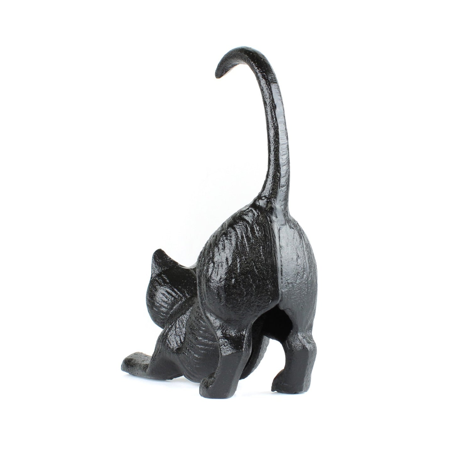 Black Cast Iron Playful Cat Figurine Heavy-Duty Antique Style Decor & Bookend