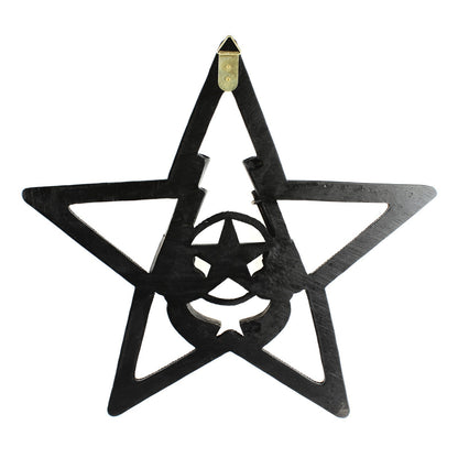 Rustic Western Resin Texas Star Sheriff Wall Decor Revolver Faux Metal 16 inch
