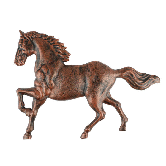 Elegant Cast Iron Galloping Horse Wall Decor Plaque Antique Copper 13.5 x 10 in