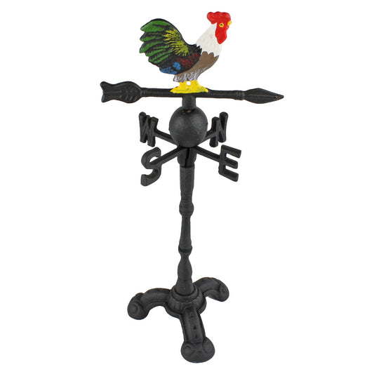 Black Cast Iron Decorative Rooster Weathervane Mantel Shelf Decor 14 inch Tall