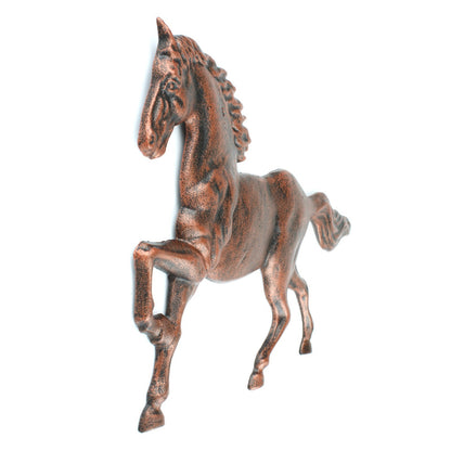 Elegant Cast Iron Galloping Horse Wall Decor Plaque Antique Copper 13.5 x 10 in