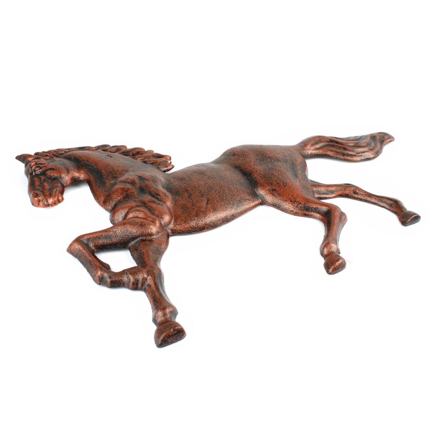 Elegant Cast Iron Galloping Horse Wall Decor Plaque Antique Copper 13.5 x 10 in