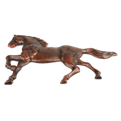 Elegant Cast Iron Galloping Horse Wall Decor Plaque Antique Copper 13.5 x 10 in