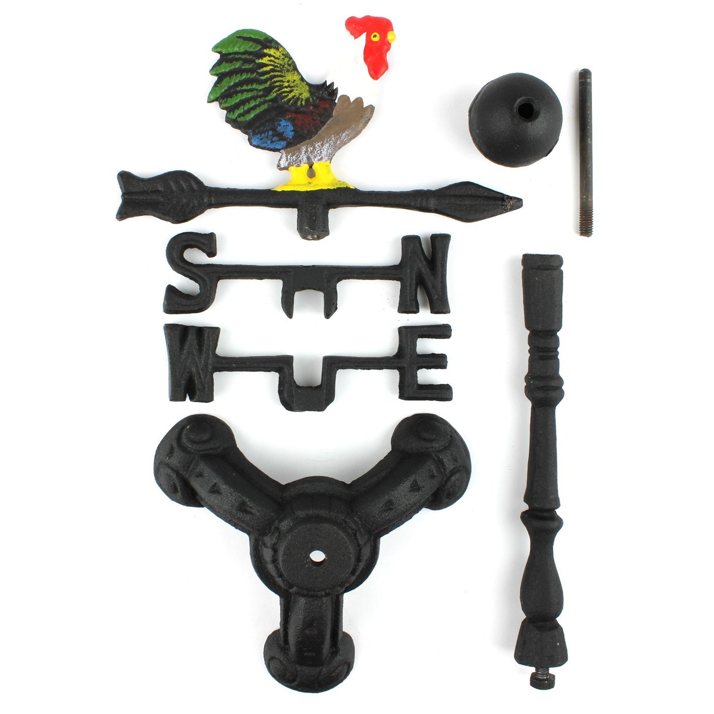 Black Cast Iron Decorative Rooster Weathervane Mantel Shelf Decor 14 inch Tall