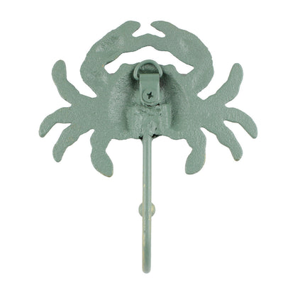 Cast Iron Crab Nautical Wall Hook Key Towel Coat Hanger Verdigris Green & Gold