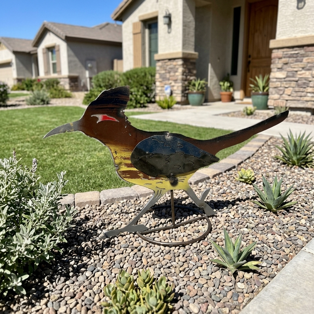 Recycled Metal Roadrunner Figurine Southwestern Yard Art Garden Decor 24 x 13 in