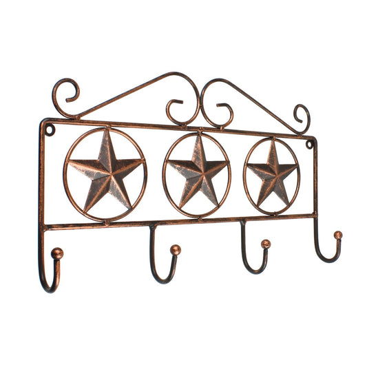 Metal Stars Scrolls Wall Hook Rack Keys Towel Coat Leash Hanger Rustic Copper