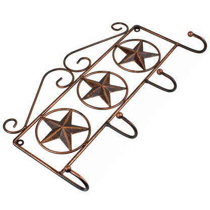 Metal Stars Scrolls Wall Hook Rack Keys Towel Coat Leash Hanger Rustic Copper
