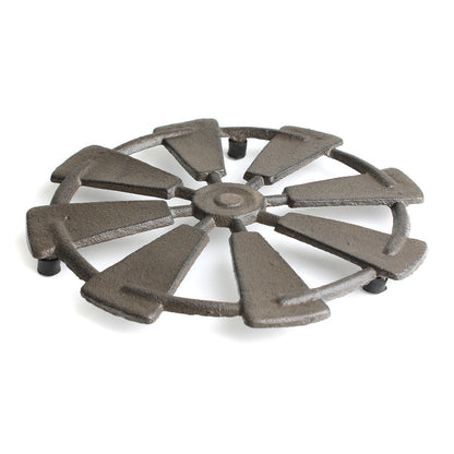 Cast Iron Windmill Trivet Hot Pot Plate Holder Rustic Western Kitchen Decor