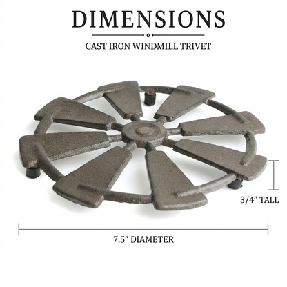 Cast Iron Windmill Trivet Hot Pot Plate Holder Rustic Western Kitchen Decor
