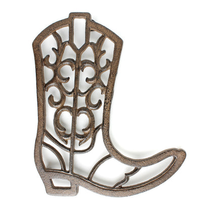 Cast Iron Cowboy Boot Trivet Hot Pot Plate Holder Rustic Western Kitchen Decor