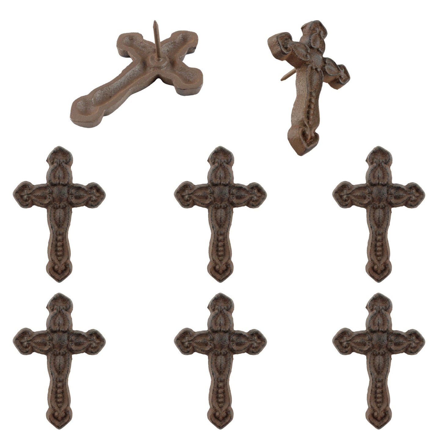 Cross Nails Wood Tacks Rustic Cast Iron 3 1/2 x 2 3/8 inch (Pack of 6)