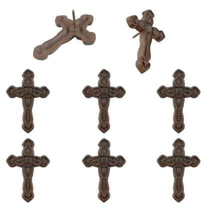 Cross Nails Wood Tacks Rustic Cast Iron 3 1/2 x 2 3/8 inch (Pack of 6)
