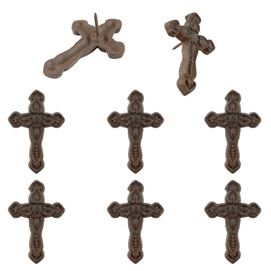 Cross Nails Wood Tacks Rustic Cast Iron 3 1/2 x 2 3/8 inch (Pack of 6)