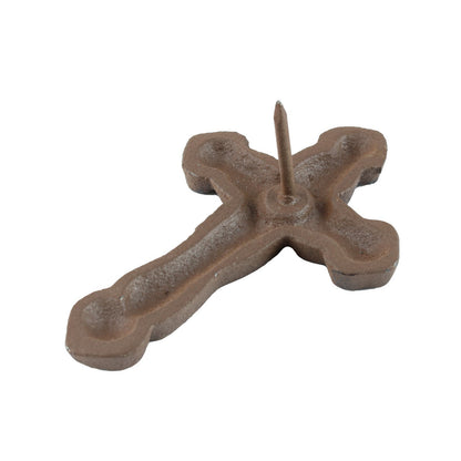 Cross Nails Wood Tacks Rustic Cast Iron 3 1/2 x 2 3/8 inch (Pack of 6)