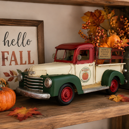Decorative Metal Pickup Truck 1940s Chevrolet Vintage Style Farm Market 12.5 in