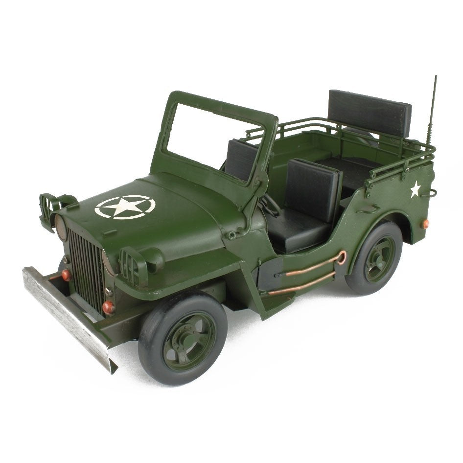 Metal Army Jeep Willys Military Collectable Model Light Utility Vehicle 12.5 in