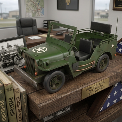 Metal Army Jeep Willys Military Collectable Model Light Utility Vehicle 12.5 in