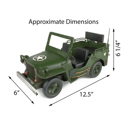 Metal Army Jeep Willys Military Collectable Model Light Utility Vehicle 12.5 in