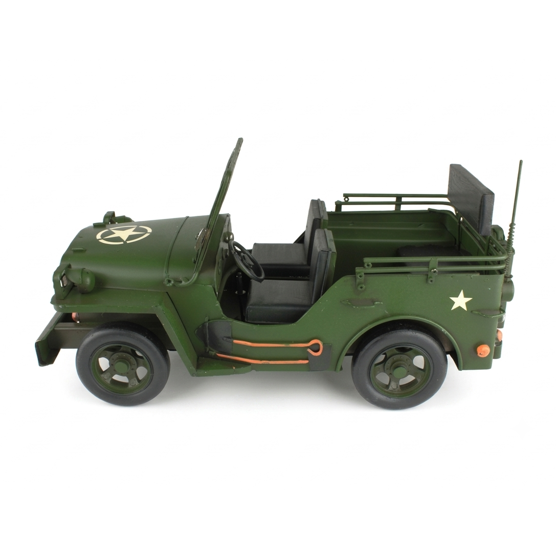 Metal Army Jeep Willys Military Collectable Model Light Utility Vehicle 12.5 in