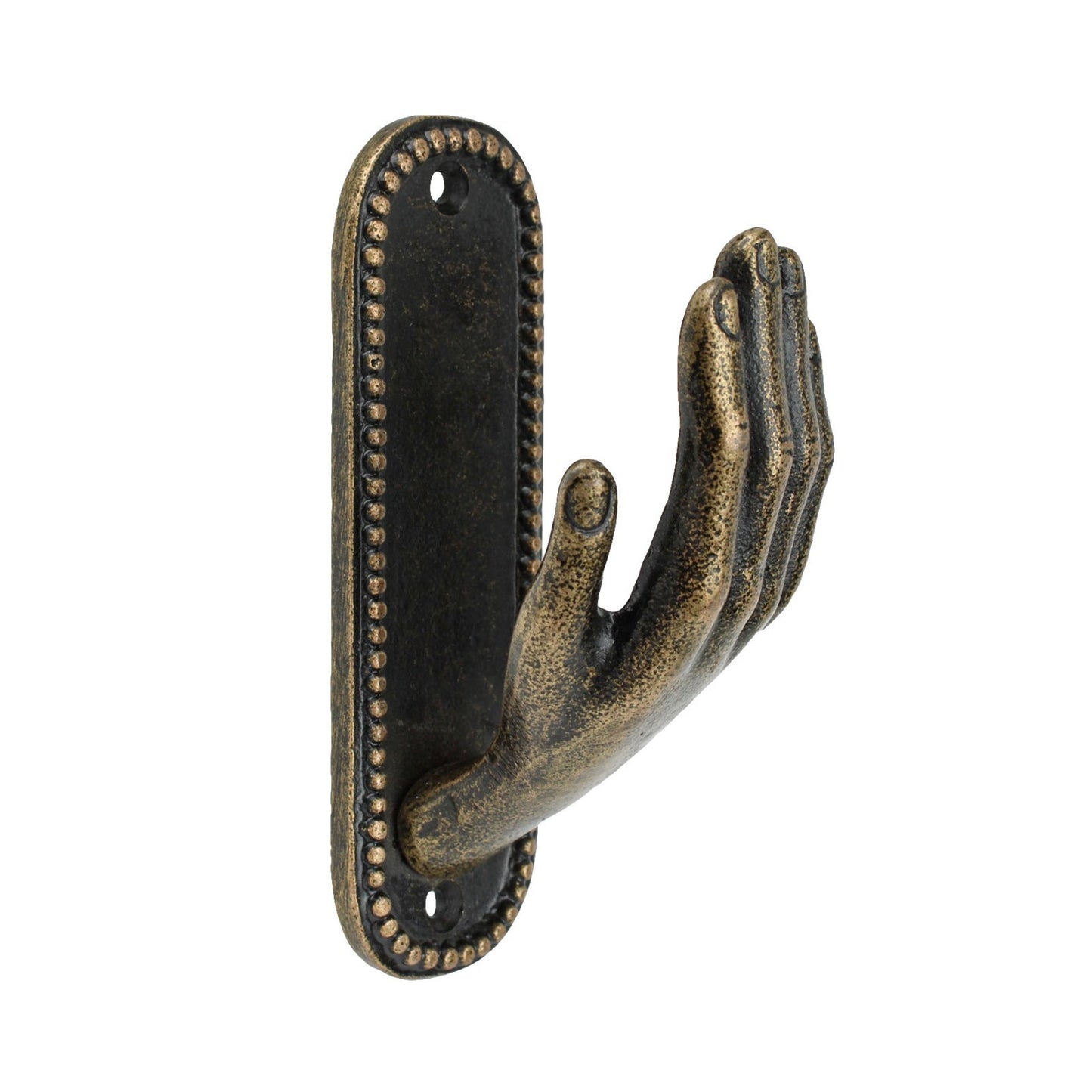 Cast Iron Hand Wall Hook Antique Bronze Open Palm Coat Purse Towel Hanger 4 3/8"
