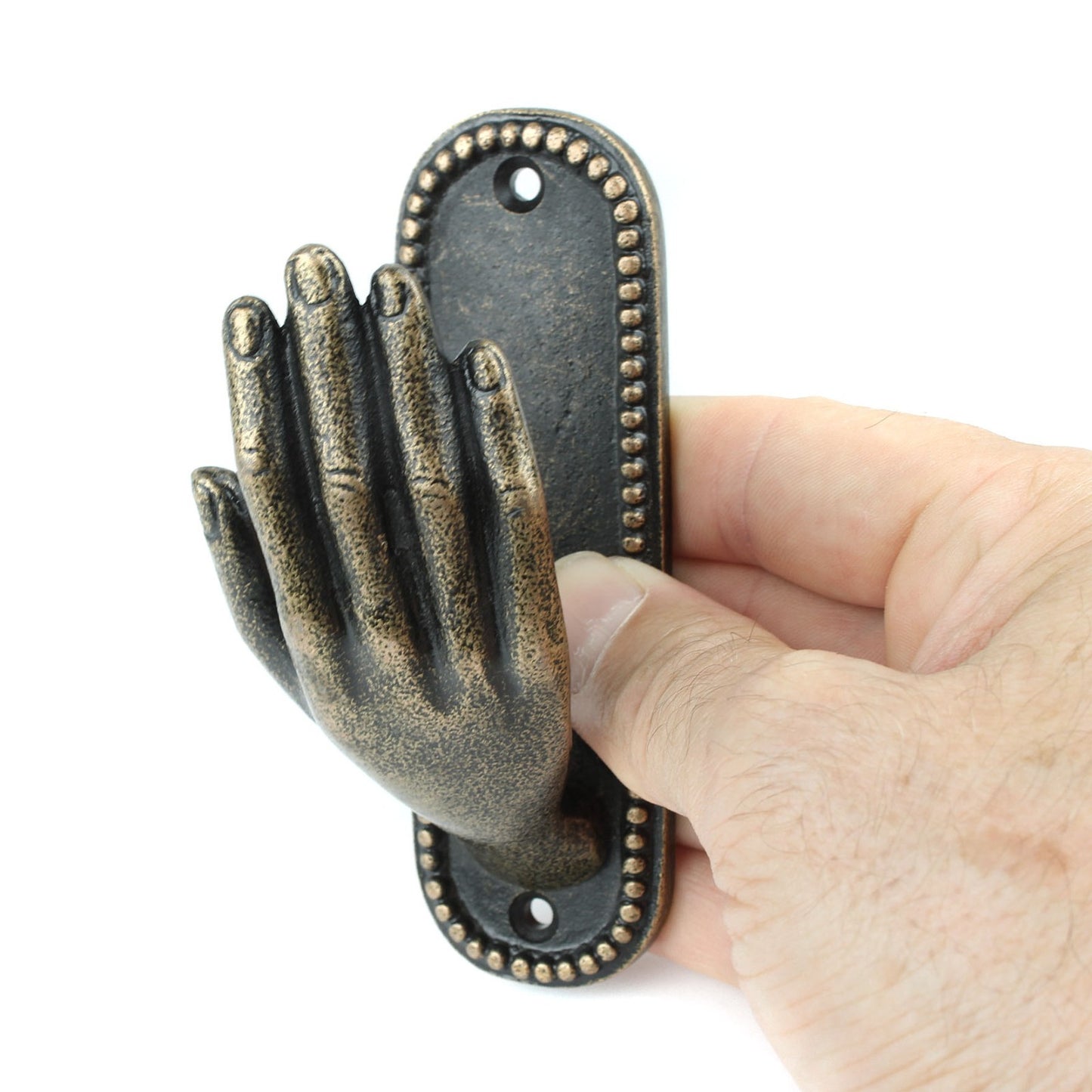 Cast Iron Hand Wall Hook Antique Bronze Open Palm Coat Purse Towel Hanger 4 3/8"
