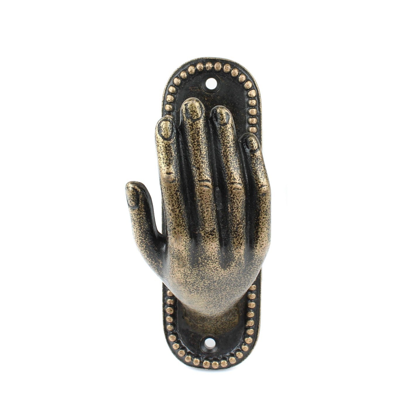 Cast Iron Hand Wall Hook Antique Bronze Open Palm Coat Purse Towel Hanger 4 3/8"