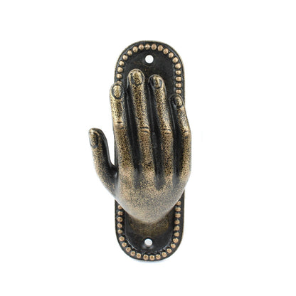 Cast Iron Hand Wall Hook Antique Bronze Open Palm Coat Purse Towel Hanger 4 3/8"