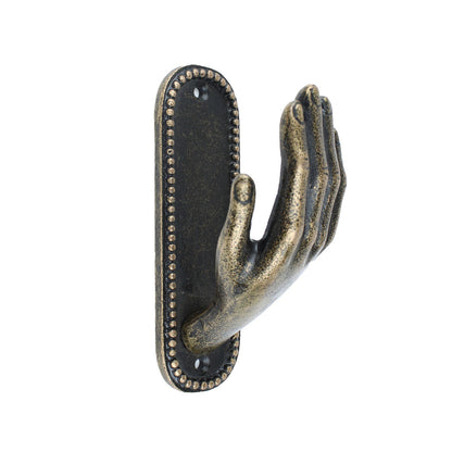 Cast Iron Hand Wall Hook Antique Bronze Open Palm Coat Purse Towel Hanger 4 3/8"