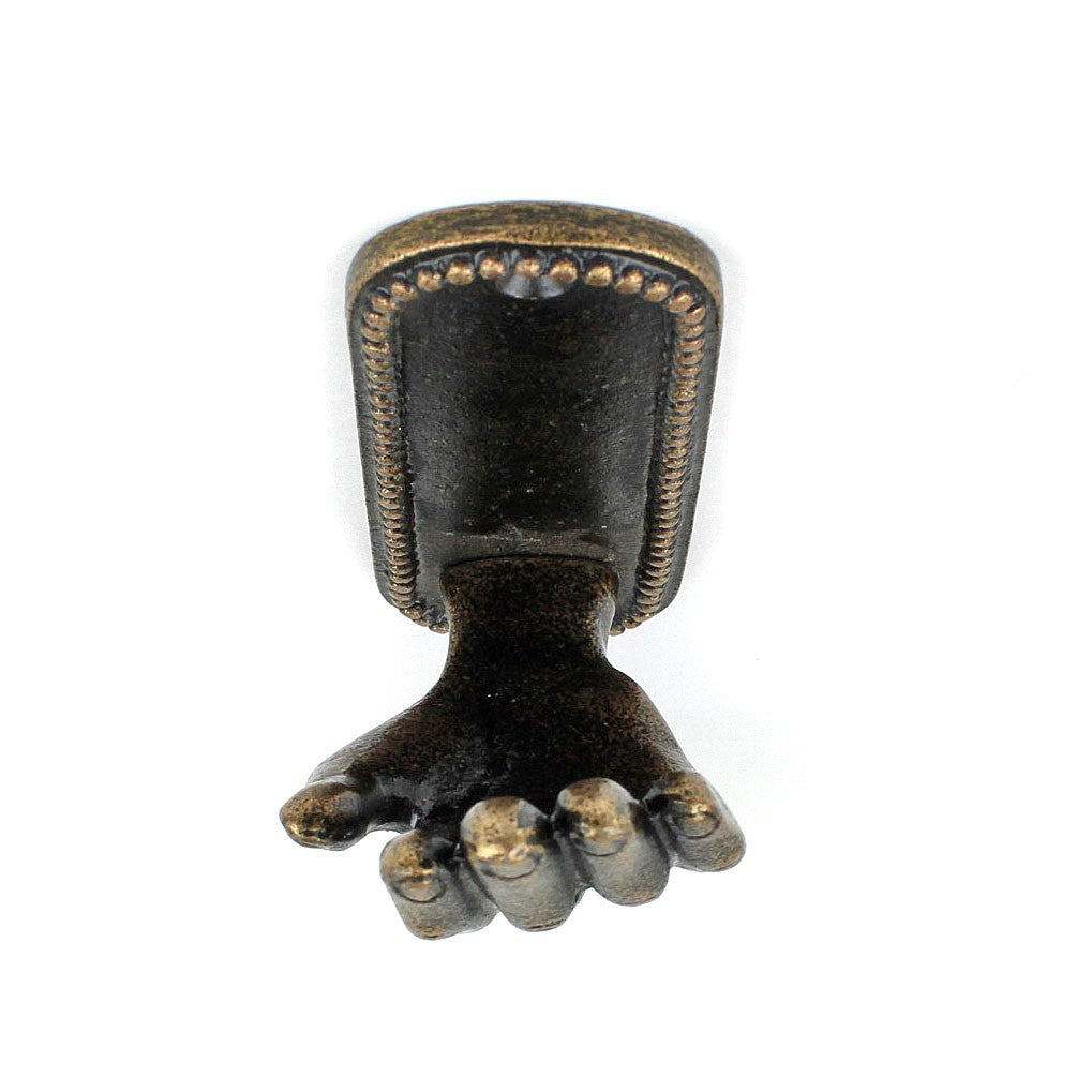Cast Iron Hand Wall Hook Antique Bronze Open Palm Coat Purse Towel Hanger 4 3/8"
