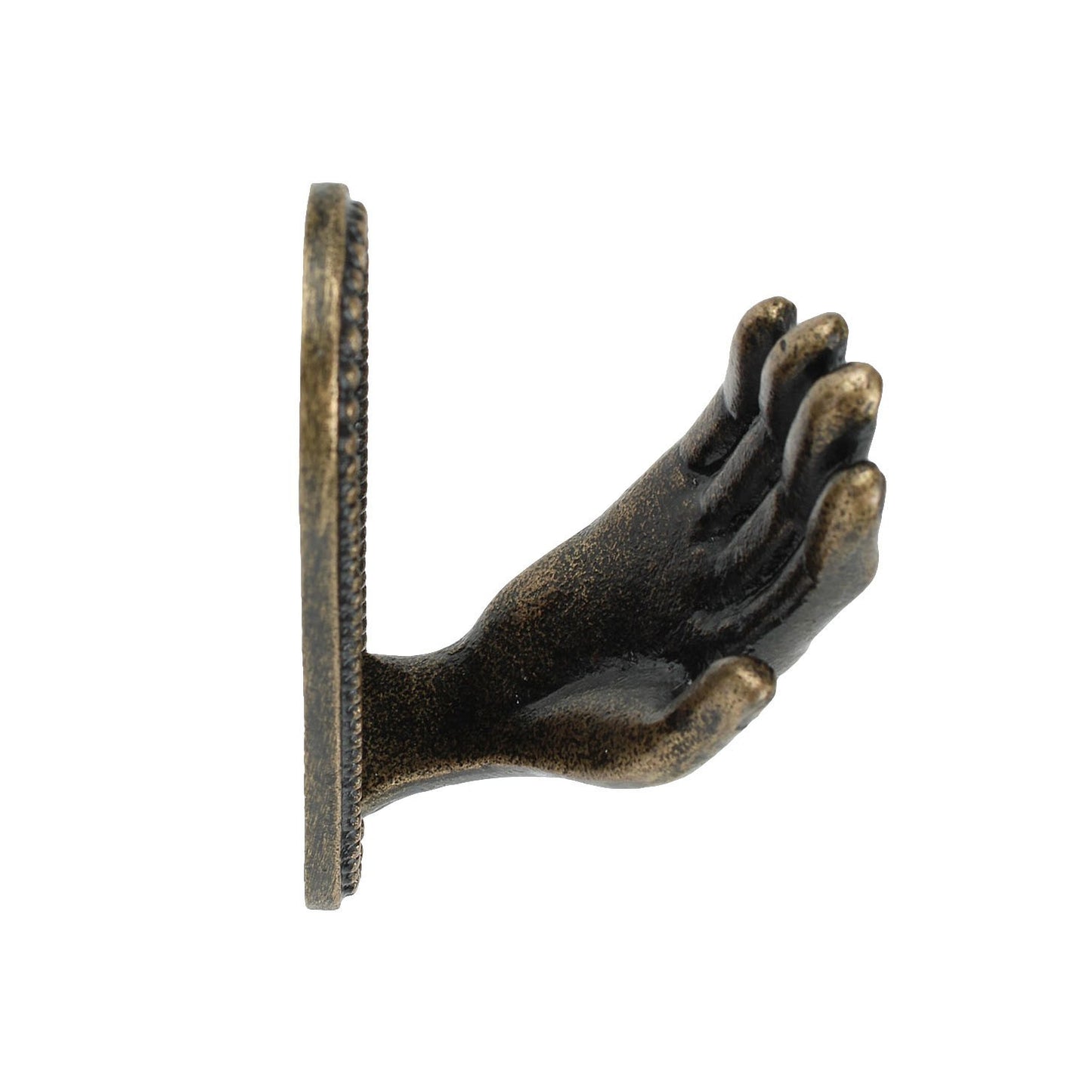 Cast Iron Hand Wall Hook Antique Bronze Open Palm Coat Purse Towel Hanger 4 3/8"