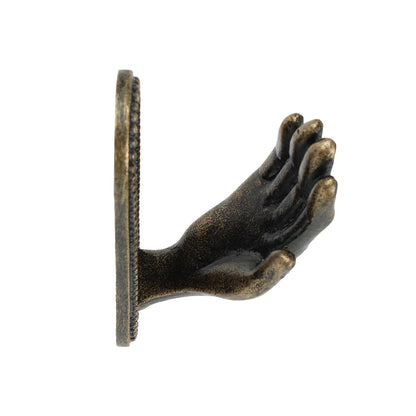 Cast Iron Hand Wall Hook Antique Bronze Open Palm Coat Purse Towel Hanger 4 3/8"