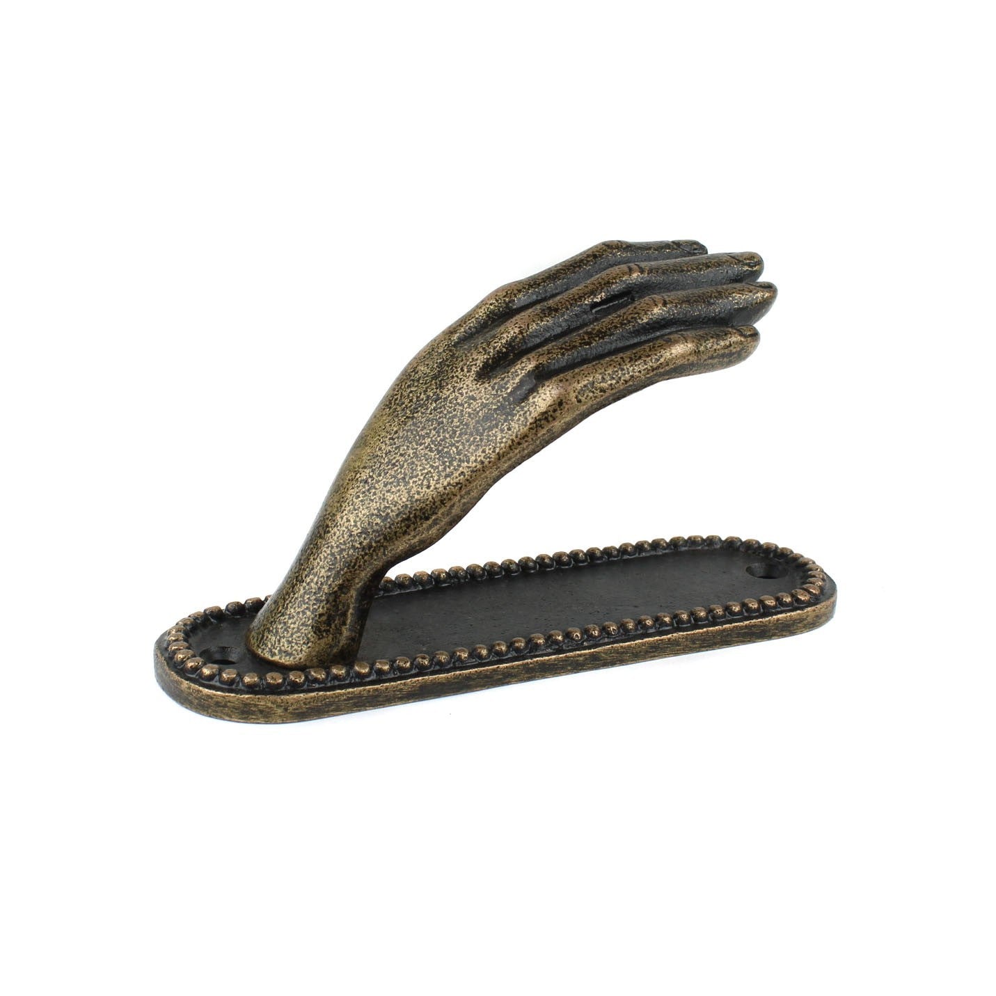 Cast Iron Hand Wall Hook Antique Bronze Open Palm Coat Purse Towel Hanger 4 3/8"