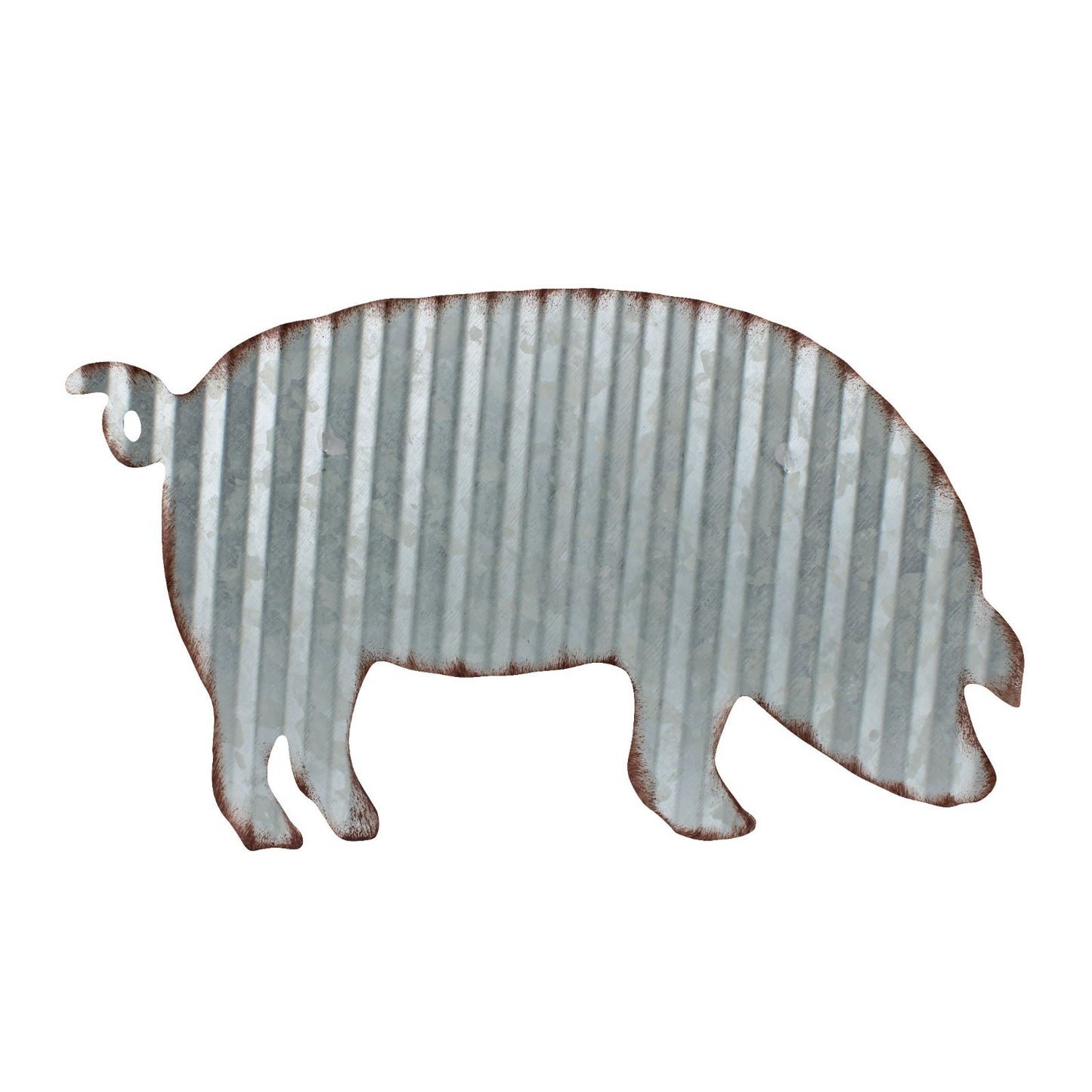 Corrugated Metal Pig Silhouette Wall Decor Lightweight Farmhouse Sign 10.5 in