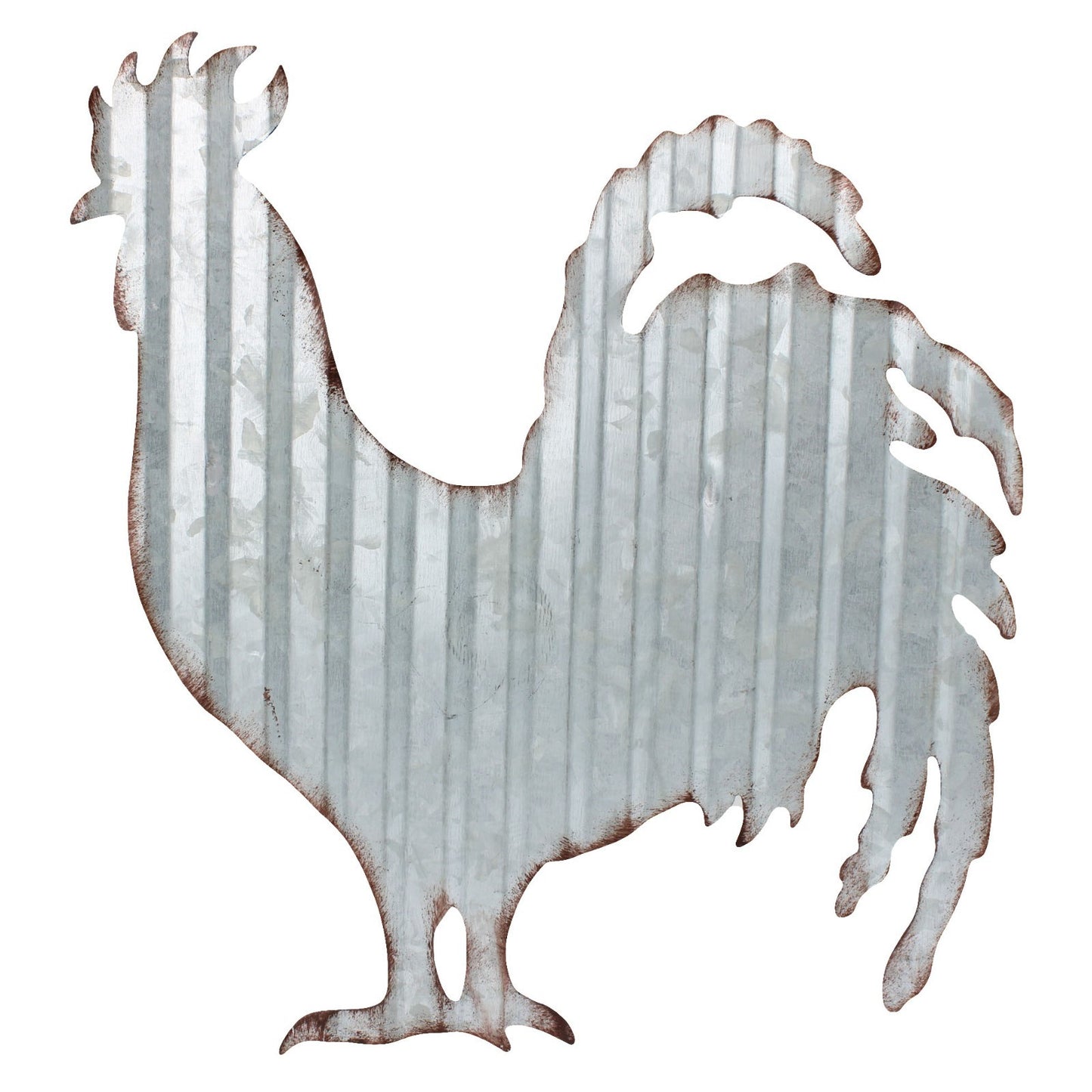 Corrugated Metal Rooster Silhouette Wall Decor Lightweight Farmhouse Sign 9.5 in