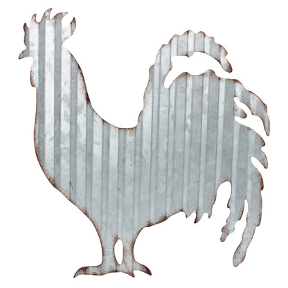 Corrugated Metal Rooster Silhouette Wall Decor Lightweight Farmhouse Sign 9.5 in