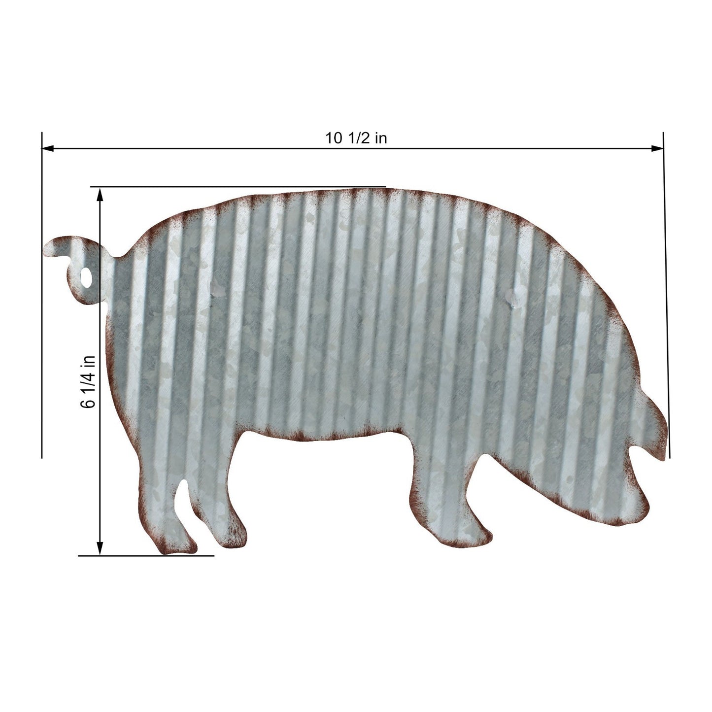 Corrugated Metal Pig Silhouette Wall Decor Lightweight Farmhouse Sign 10.5 in