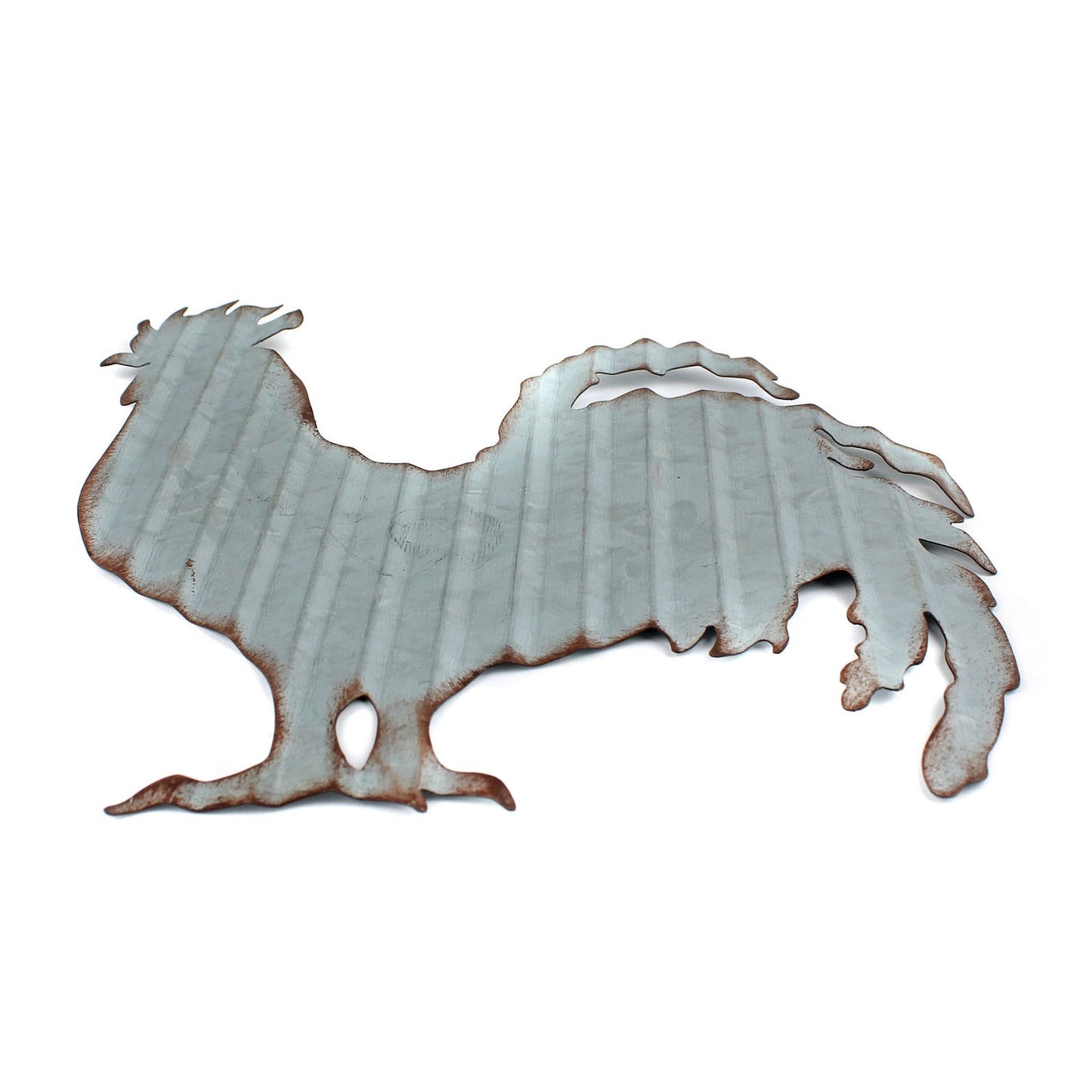 Corrugated Metal Rooster Silhouette Wall Decor Lightweight Farmhouse Sign 9.5 in