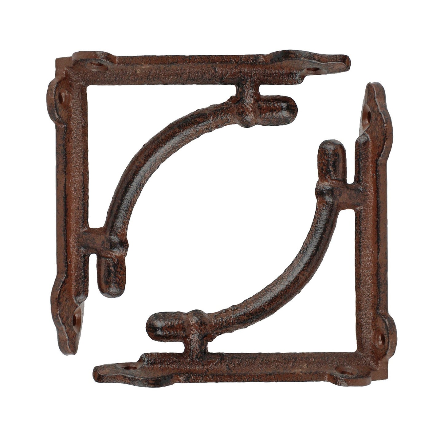 2 Small Rustic Cast Iron Shelf Brackets Antique Corbel Corner Brace 4 3/8 inch